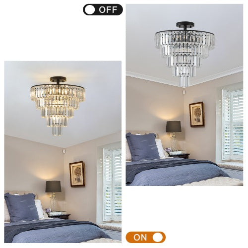 Large Black Crystal Chandelier, Contemporary Style Chandelier, Dining Room, Living Room, Bedroom - Bulb Not Included Unavailable Platforms- Temu