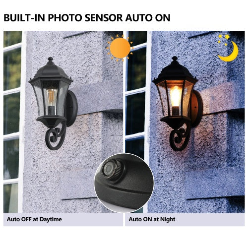 Outdoor Waterproof Glass Retro Wall Light Support Many Types Of Bulbs -2 Packs With Light Sensing Unavailable Platform- Temu