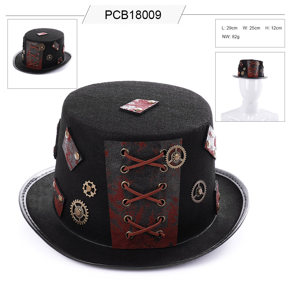 Halloween Props Heavy Metal Top Retro Gothic Steampunk Hat