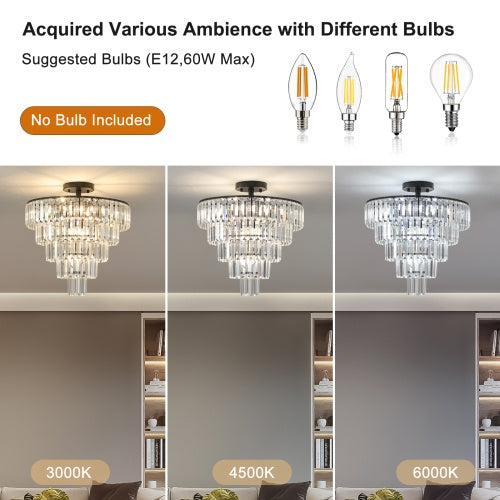 Large Black Crystal Chandelier, Contemporary Style Chandelier, Dining Room, Living Room, Bedroom - Bulb Not Included Unavailable Platforms- Temu