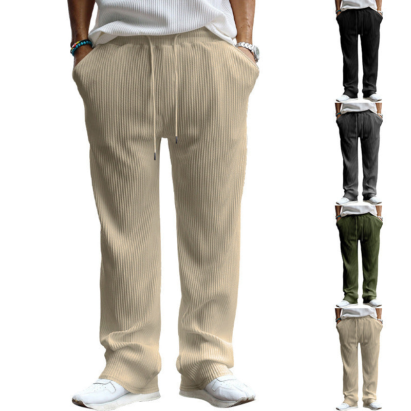 Men's Casual Trousers Loose Straight High Waist Wide Leg Pants