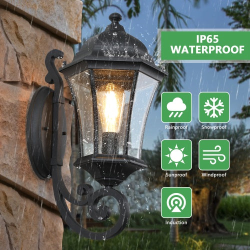Outdoor Waterproof Glass Retro Wall Light Support Many Types Of Bulbs -2 Packs With Light Sensing Unavailable Platform- Temu