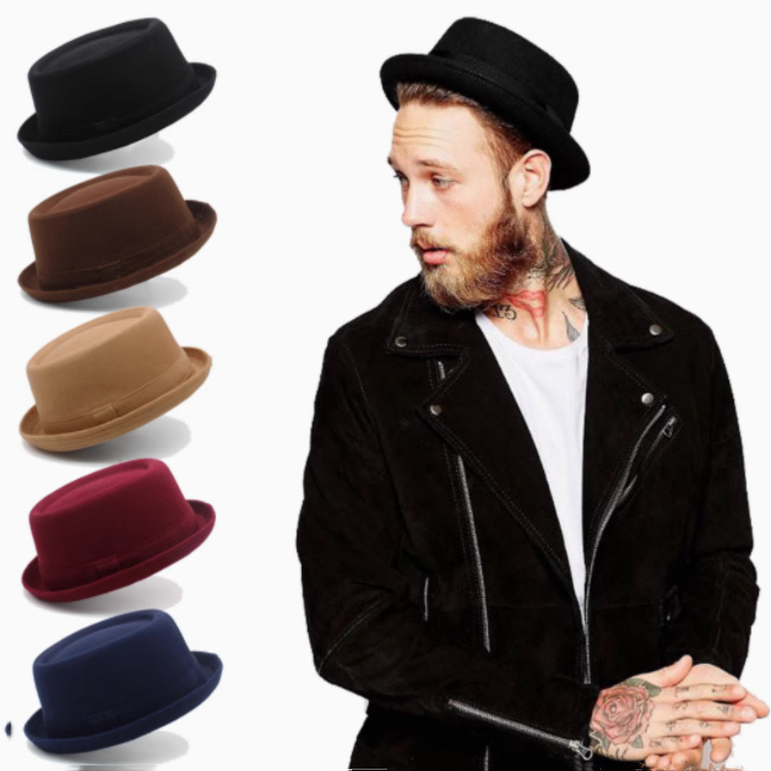 Men's Retro Head Circumference Adjustable Flat Top Fedora Hat