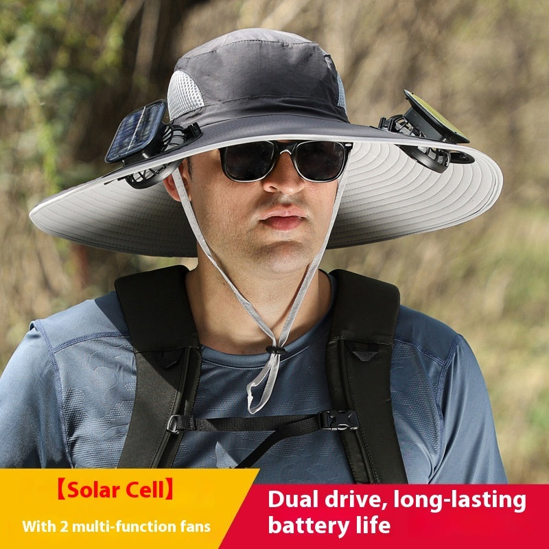 Twin Fan Solar Rechargeable Electric Fan Sun-shade Sun Protection Hat