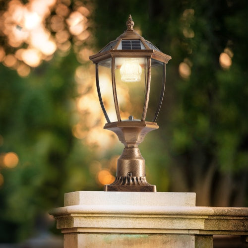 Vintage Gold Solar Pillar Headlight With Dimmable LED 1-Pack Unavailable Platforms- Temu