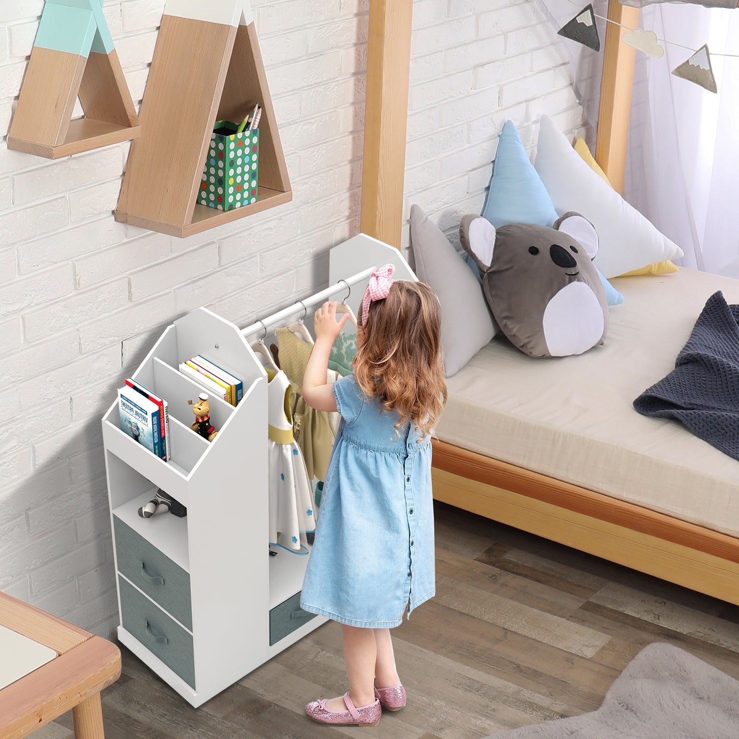 Children's Clothing Storage Racks, Clothing Racks, Children's Wardrobes, Open Hanging Wardrobes With Mirrors