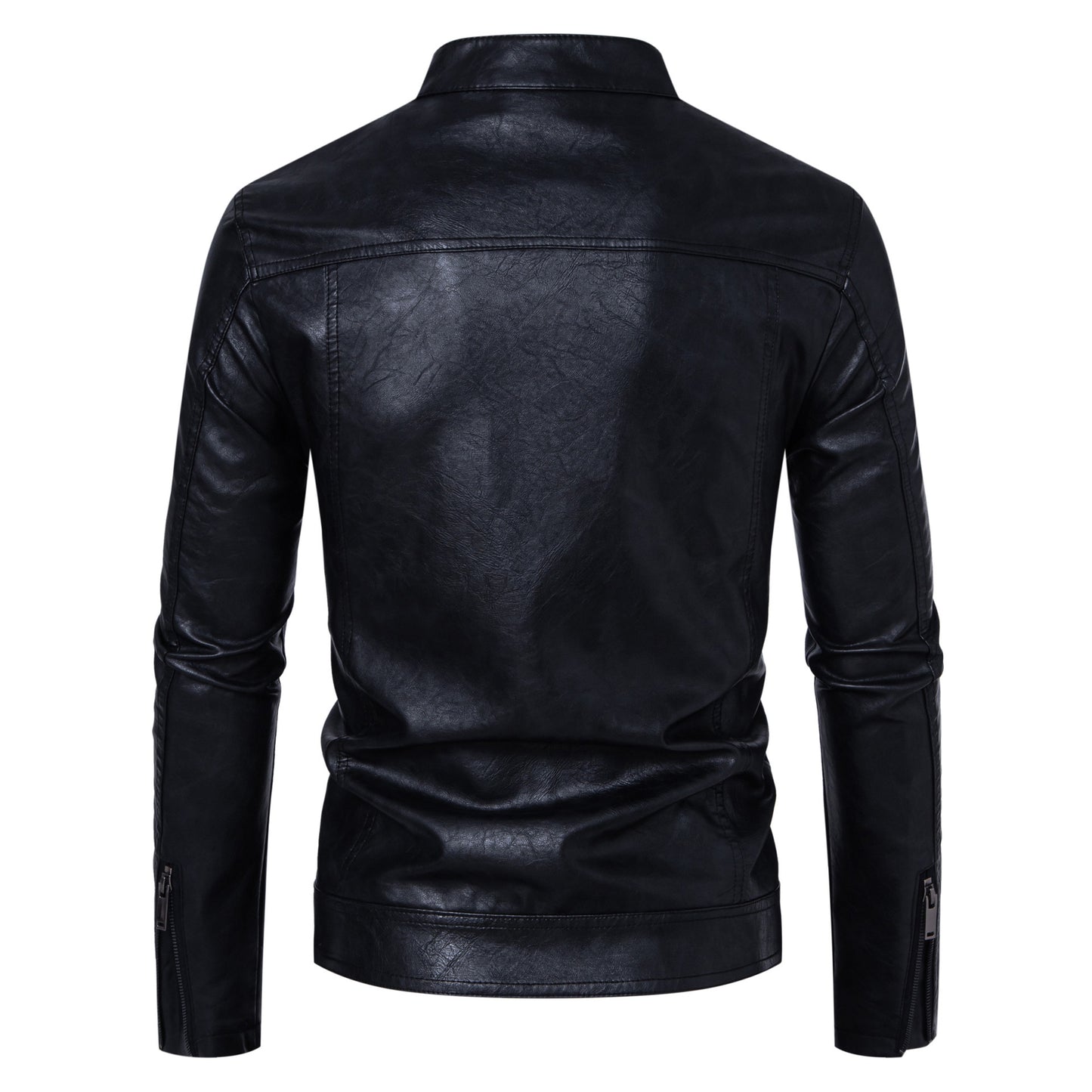 Men's Leather Coat Casual Stand-up Collar Jacket