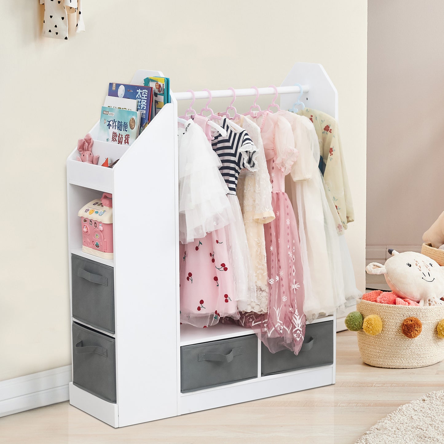Children's Clothing Storage Racks, Clothing Racks, Children's Wardrobes, Open Hanging Wardrobes With Mirrors