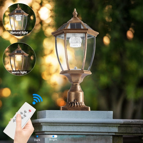 Vintage Gold Solar Pillar Headlight With Dimmable LED 1-Pack Unavailable Platforms- Temu