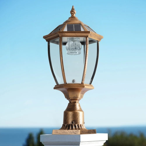 Vintage Gold Solar Pillar Headlight With Dimmable LED 1-Pack Unavailable Platforms- Temu