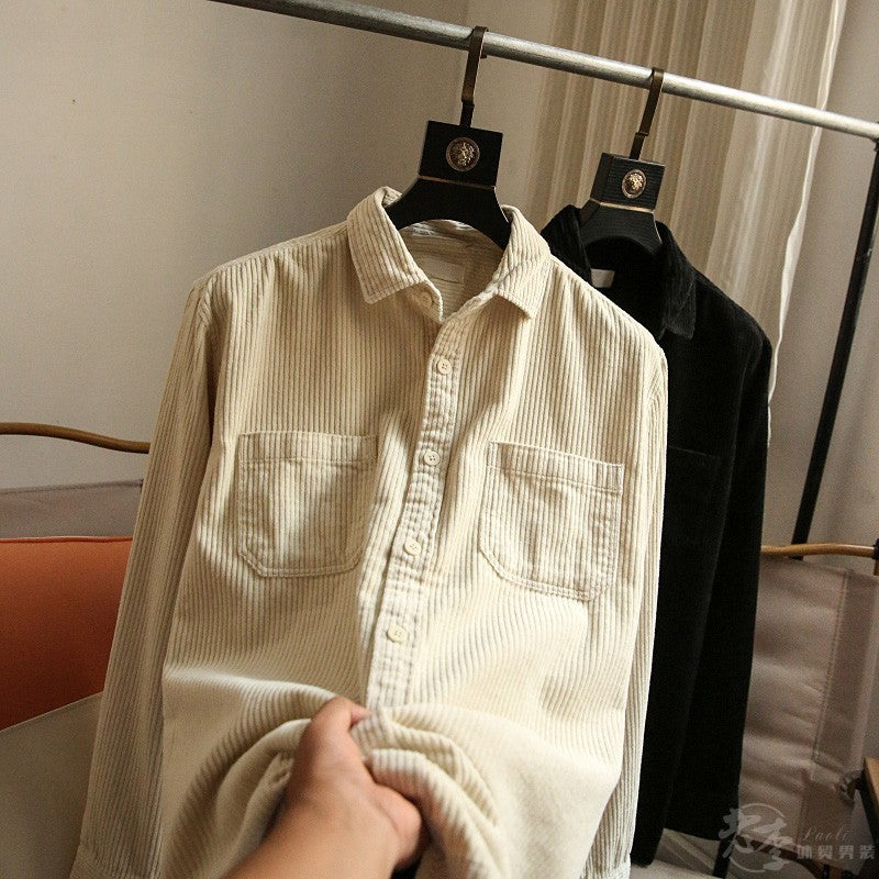 Pure Cotton Corduroy Men's Solid Color Casual Long Sleeves