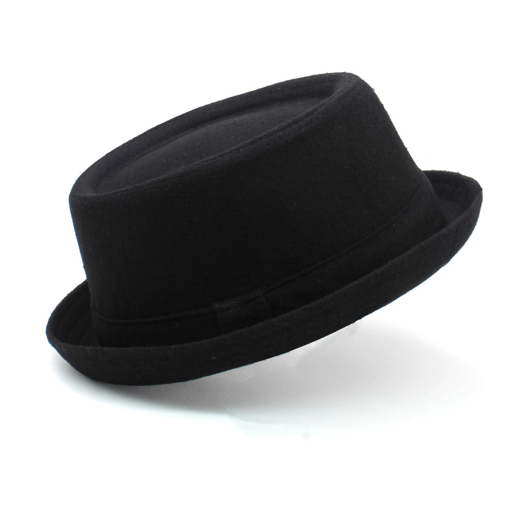 Men's Retro Head Circumference Adjustable Flat Top Fedora Hat