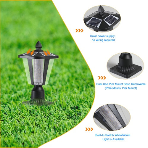 Solar Pillar Headlights With Dimmable LEDs - 2 Packs Unavailable Platforms- Temu