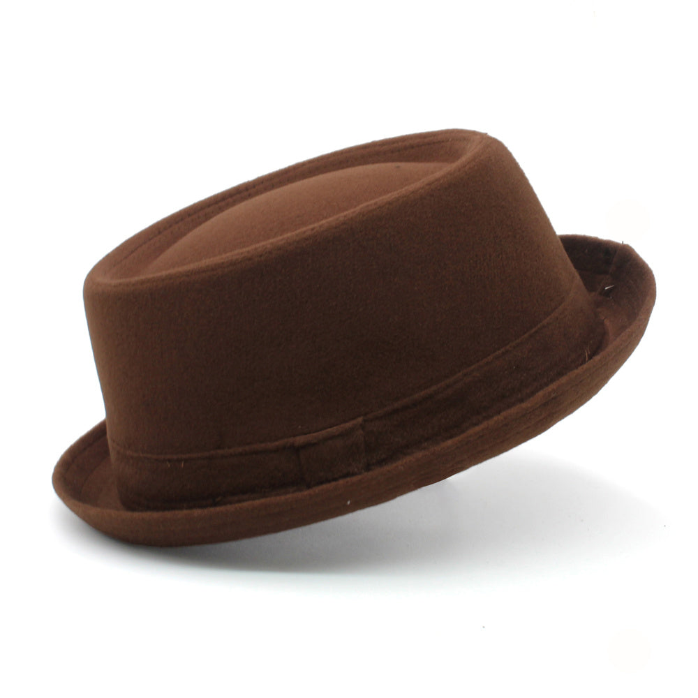 Men's Retro Head Circumference Adjustable Flat Top Fedora Hat