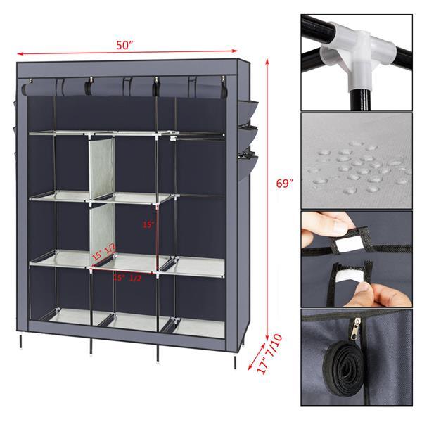 High Legged No Canvas And Side Fabric Wardrobe Gray