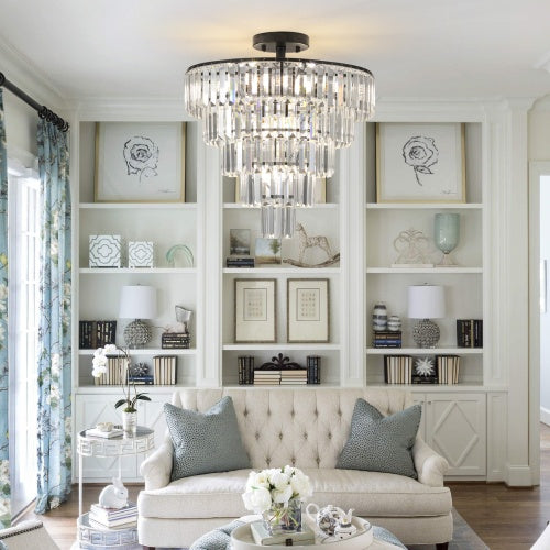 Large Black Crystal Chandelier, Contemporary Style Chandelier, Dining Room, Living Room, Bedroom - Bulb Not Included Unavailable Platforms- Temu
