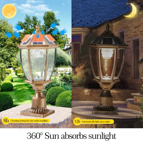 Vintage Gold Solar Pillar Headlight With Dimmable LED-2 Pack Unavailable Platforms- Temu