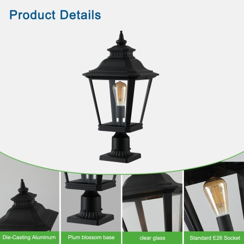 Outdoor Glass Pillar Headlights Support Many Types Of Bulbs-2 Packs Unavailable Platforms- Temu