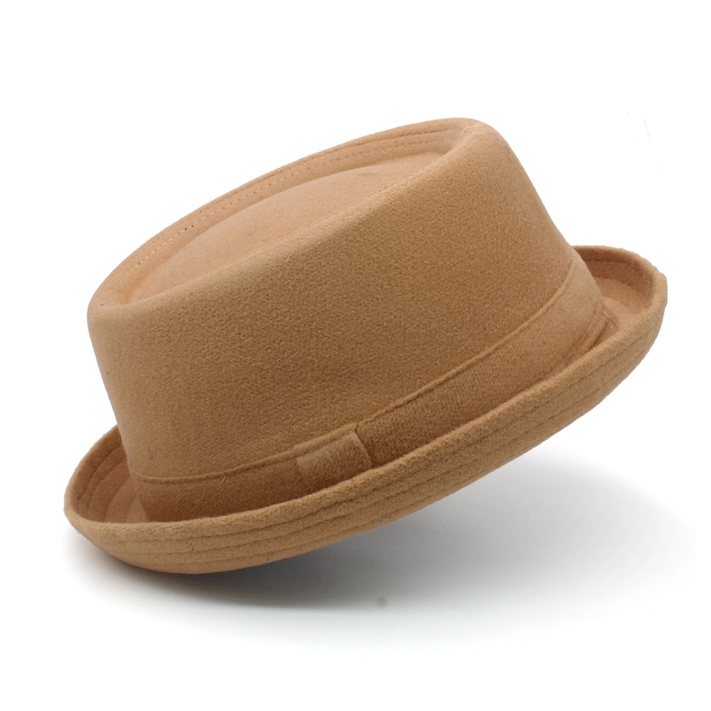 Men's Retro Head Circumference Adjustable Flat Top Fedora Hat