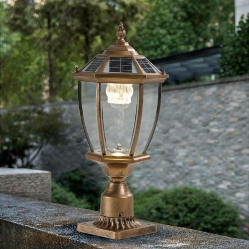 Vintage Gold Solar Pillar Headlight With Dimmable LED 1-Pack Unavailable Platforms- Temu
