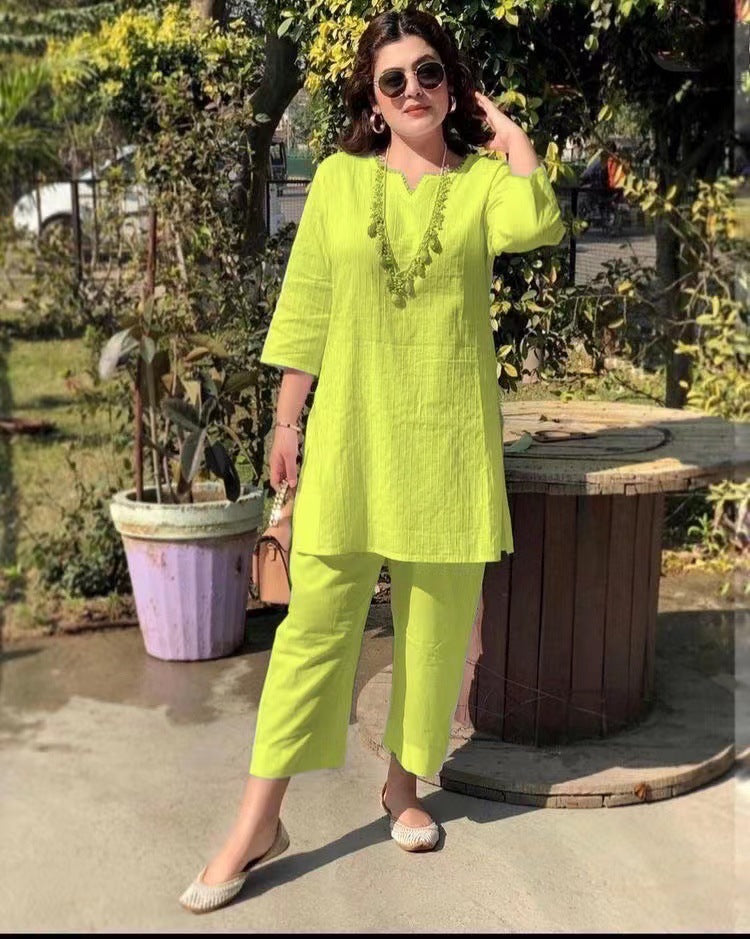 Fashion Pullover Solid Color Temperament Commute Ethnic Style Long Sleeve Clothes Two-piece Suit