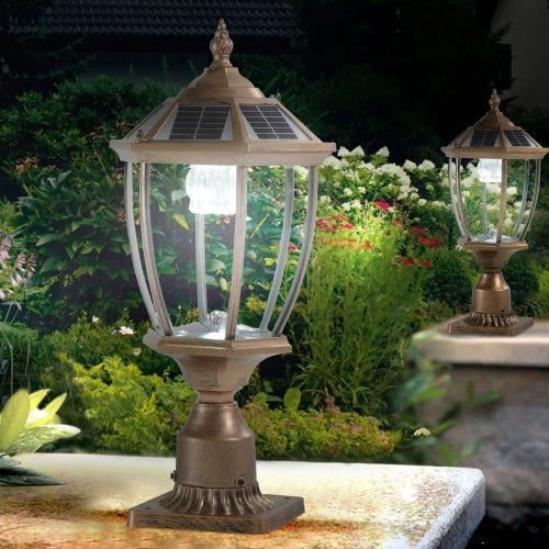 Vintage Gold Solar Pillar Headlight With Dimmable LED-2 Pack Unavailable Platforms- Temu